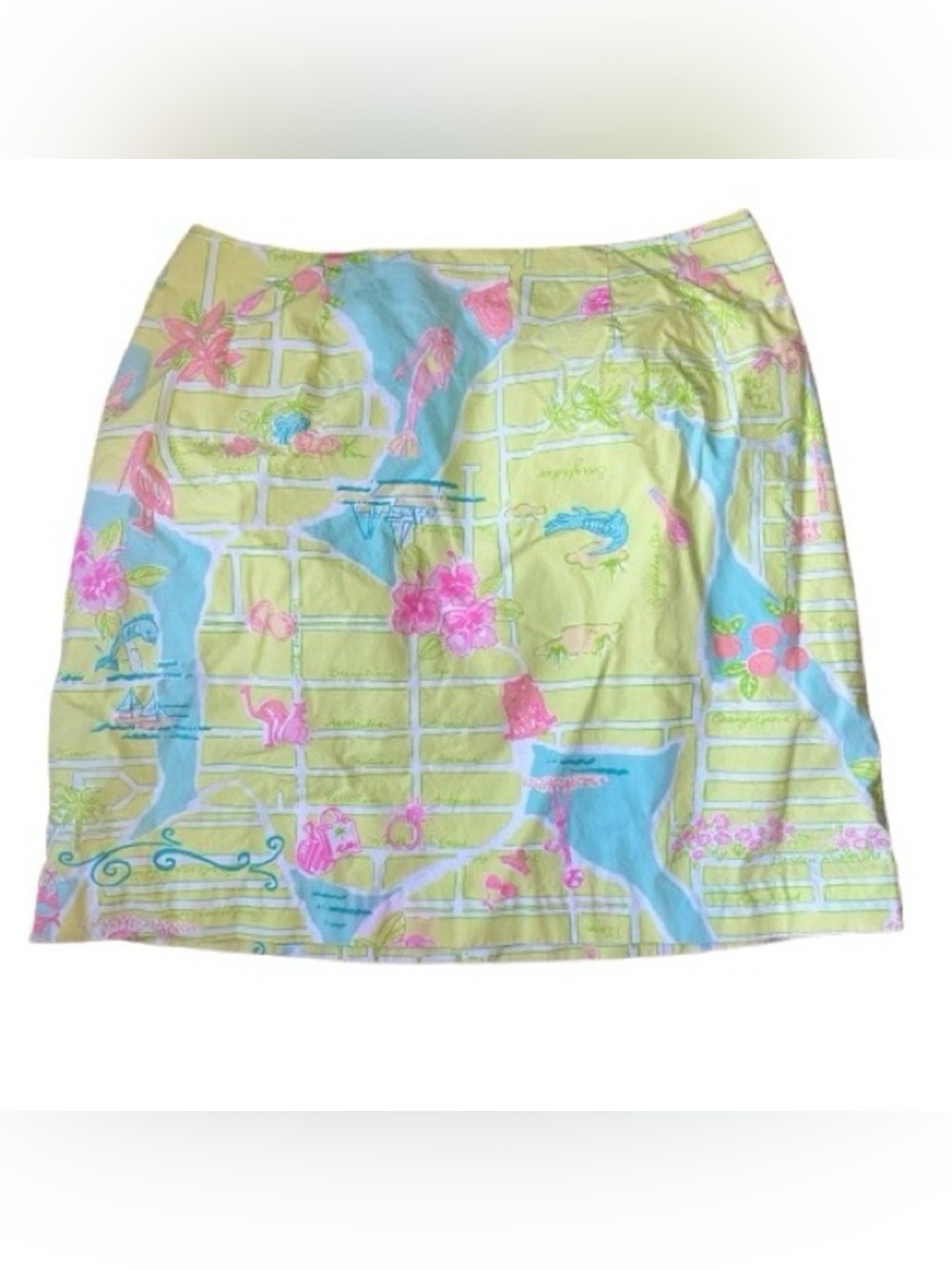 Vintage Lilly Pulitzer Miami Map Floral Skirt